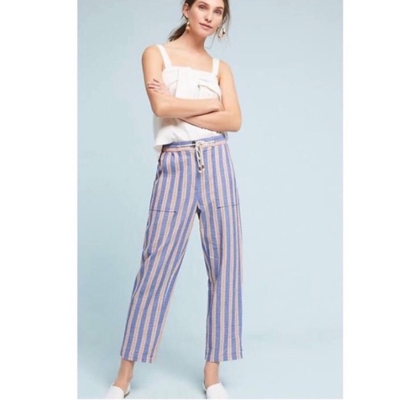 Anthropologie Pants - Anthropologie Elevenses Beach Striped Roll Up Pants XS